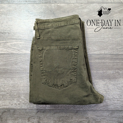 AG Adriano Goldschmied Jodi Crop Velveteen Flare Pants Olive NWT $215 Size 4 (27