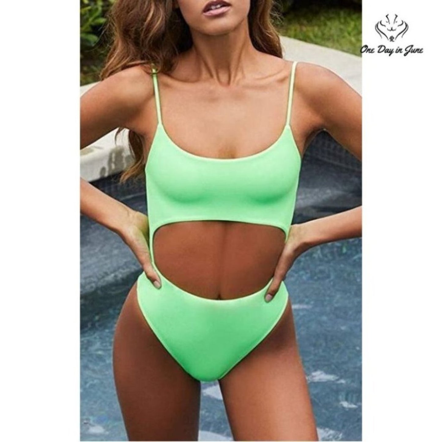 Meyeeka Scoop Neck Cut Out One Piece Swimsuit Size S
