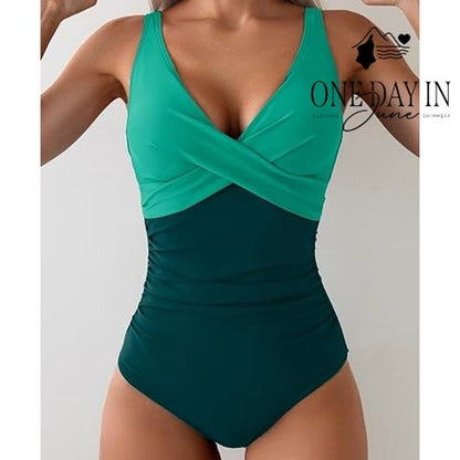 Eomenie Cross Front Tie Back One Piece Swimsuit Size 2XL