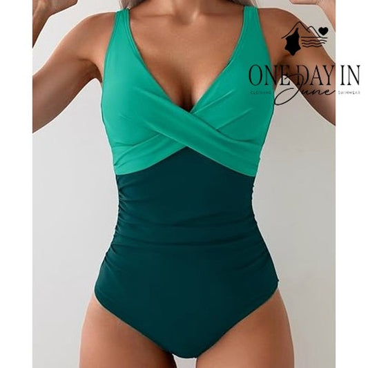 Eomenie Cross Front Tie Back One Piece Swimsuit Size 2XL