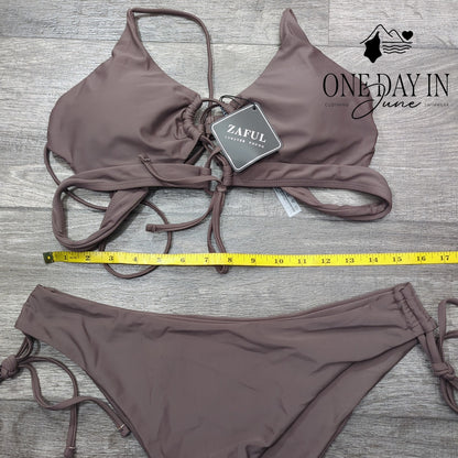 Zaful Tie Back Tie Side Bikini Swimsuit Size XL