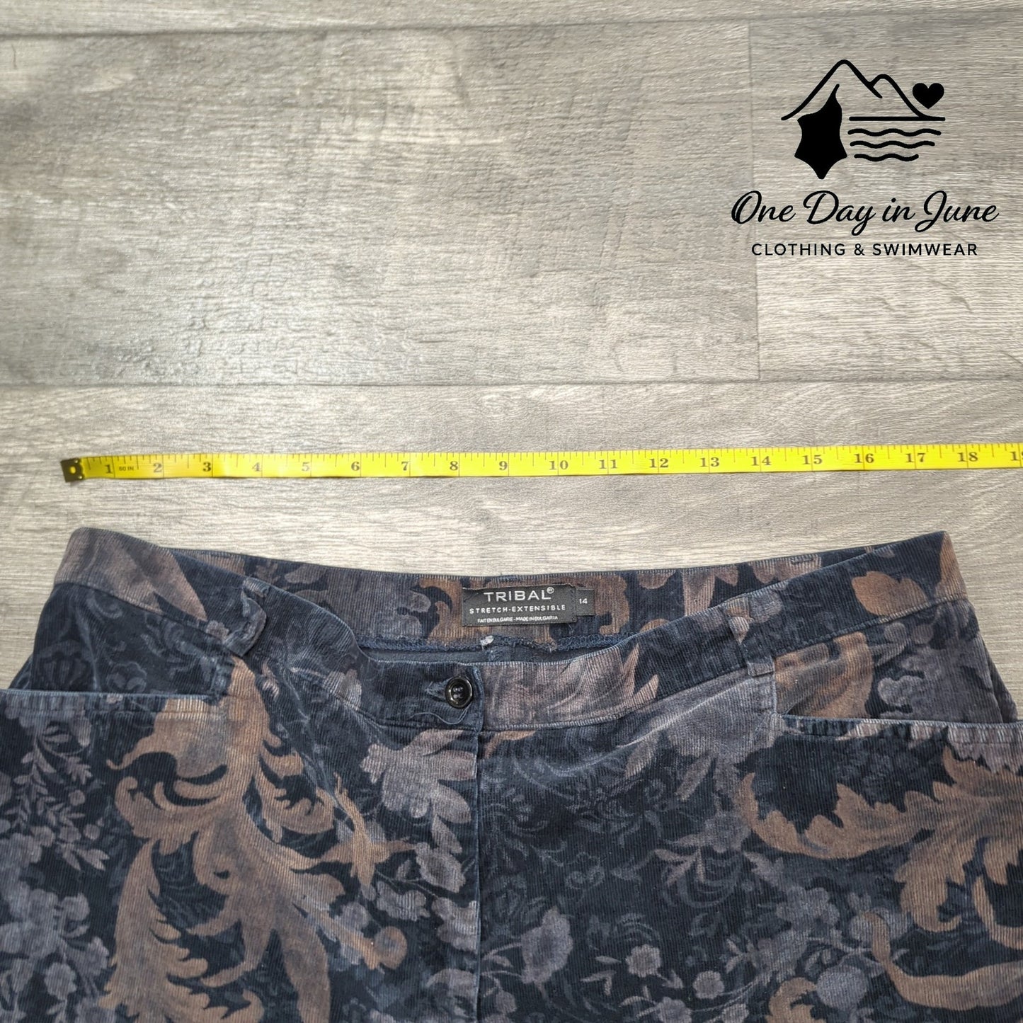Tribal Printed Boot Cut Corduroy Pants Size 14