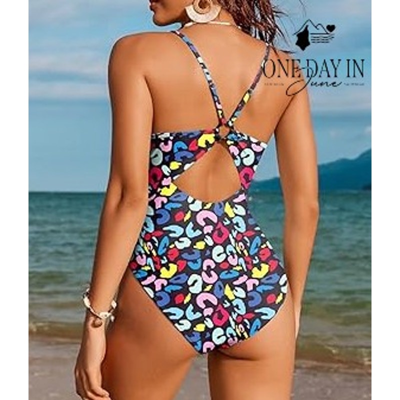 Aimage NWT Ring Back One Piece Swimsuit Multicolor High Cut O-Ring Size XL