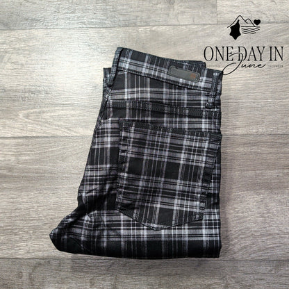 AG Adriano Goldschmied Farrah High Rise Skinny Jeans Black Plaid NWT Size 2 (26)