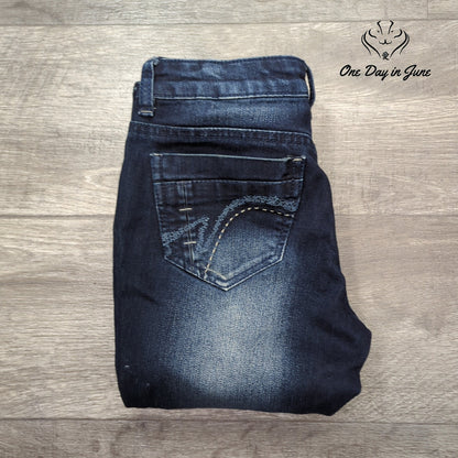 Vanilla Star Juniors Skinny Jeans Dark Blue Lace Side Stripe Denim Size 3