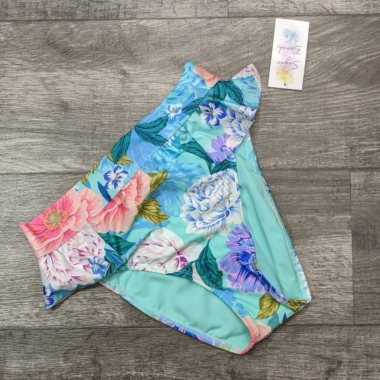Sugar Beach Floral High Waist Bikini Bottom Size M