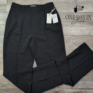 Good American Luxe Suiting Column Trouser Black Wide Leg Pants NWT Size 4 (27)