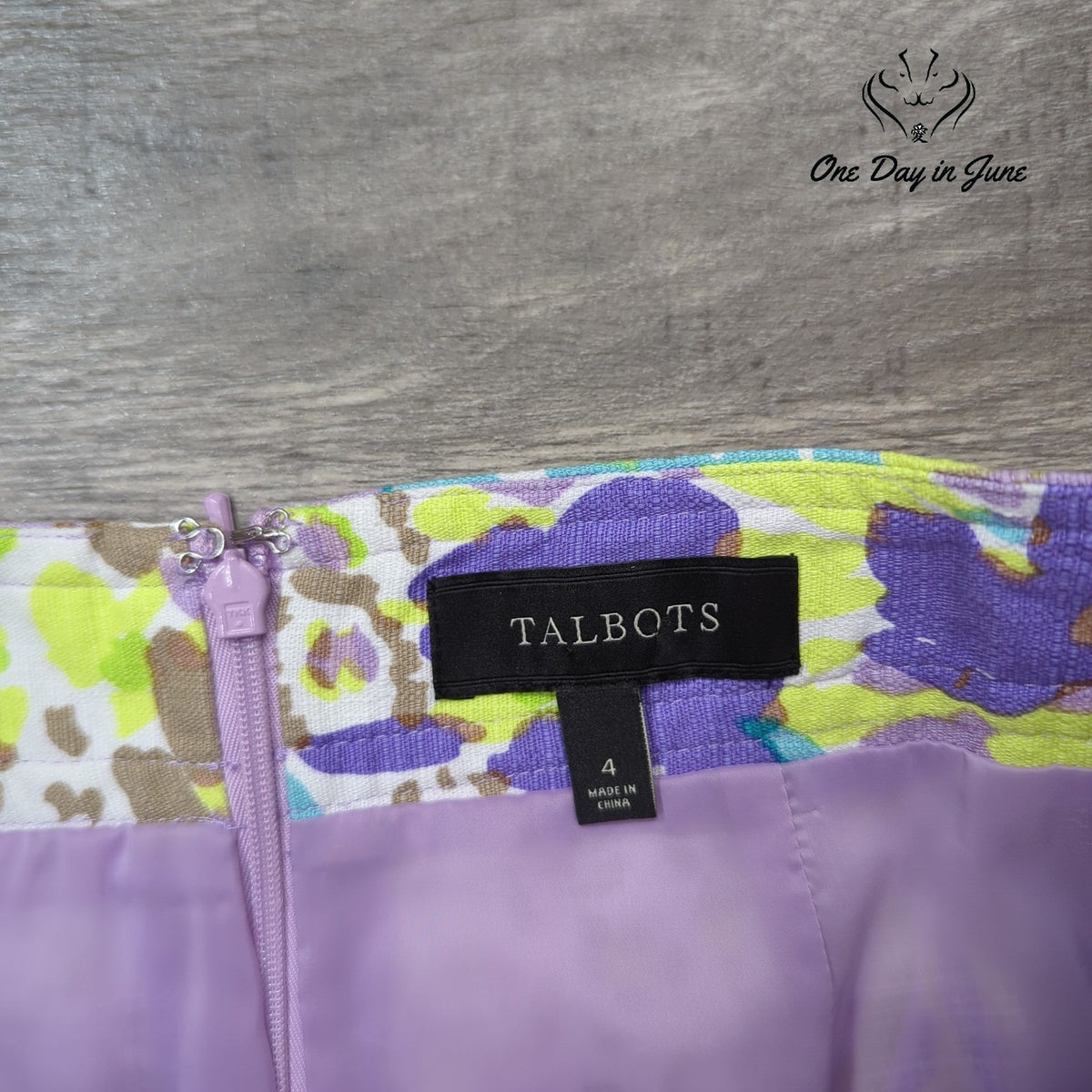 Talbots Floral Print Mini Skirt Purple Green Blue Lined Size 4