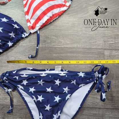 Aleumdr Molded Cup Adjustable Triangle Tie Side Bikini Swimsuit Size M