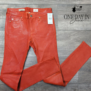 AG Adriano Goldschmied The Legging Super Skinny Orange Coated NWT $215 Size 4