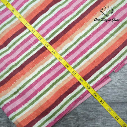 Talbots Petites Linen Striped Pencil Skirt Pink Orange Green Size 6P
