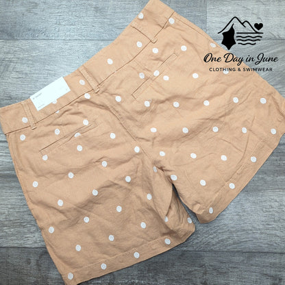 Loft 6" Linen Mid Rise Polka Dot Shorts Size 0
