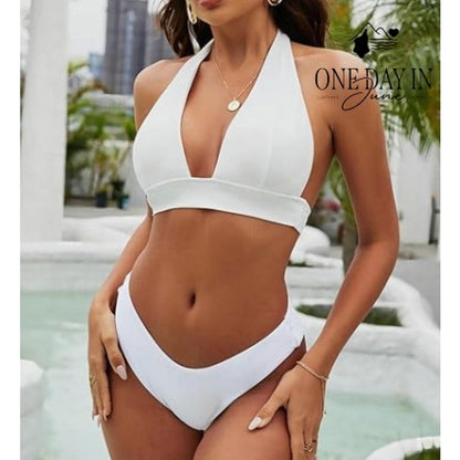 Blooming Jelly Halter Triangle High Cut Bikini Swimsuit Size L
