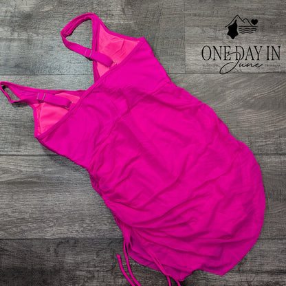 Blooming Jelly Mesh Drawstring One Piece Swimsuit Size L