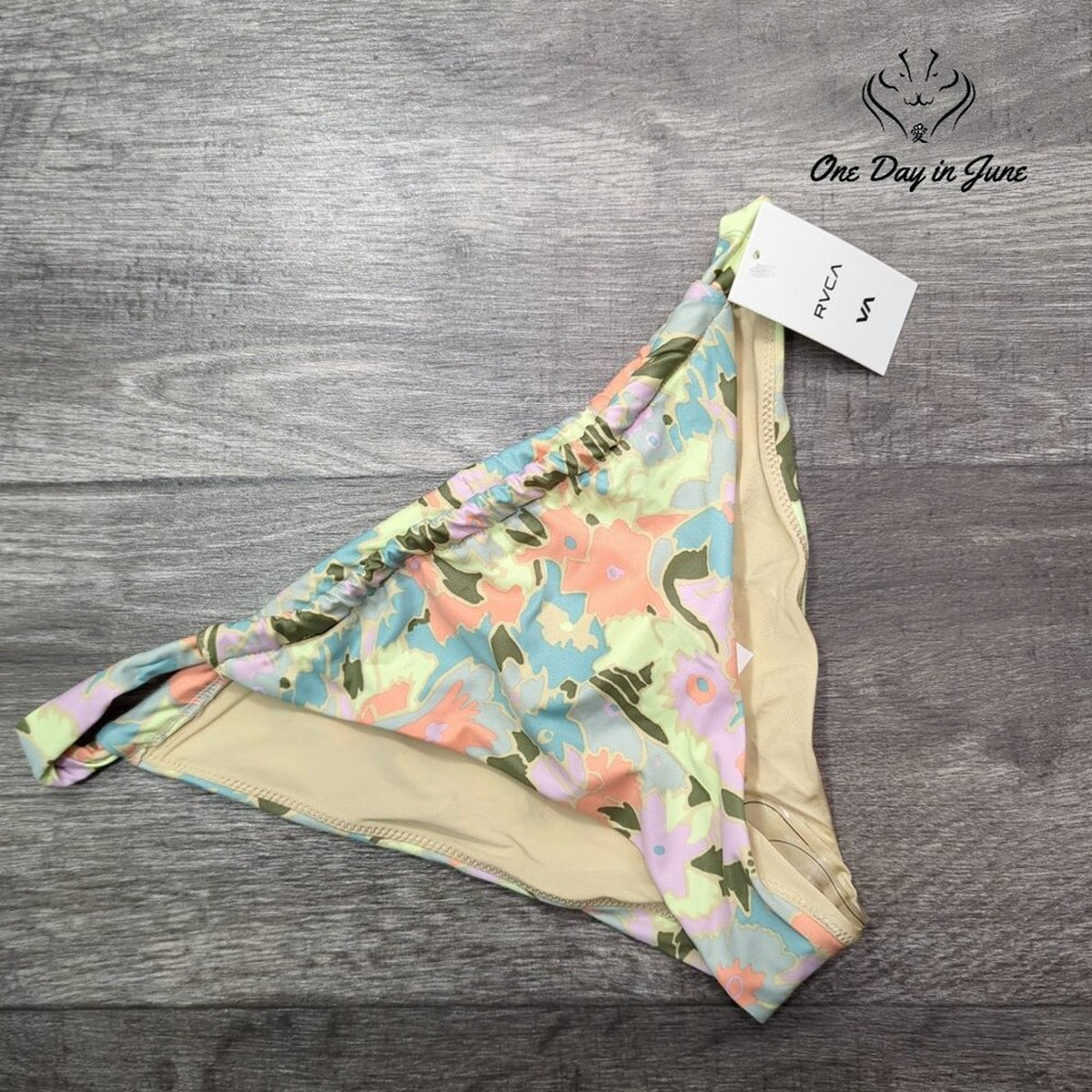 RVCA On The Road French Bikini Bottom Floral High Cut Swim NWT Size L