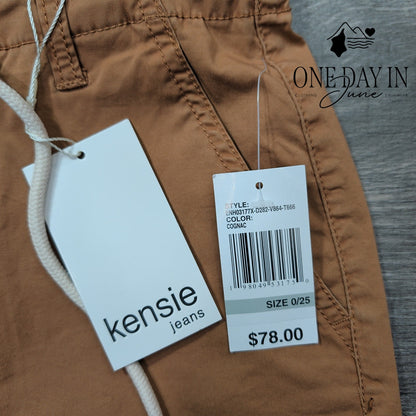 Kensie The Girlfriend Pants Cognac Drawstring Cuffed Chino NWT $78 Size 0 (25)