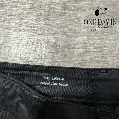AG Adriano Goldschmied The Layla Cropped Flare Trouser Pants Black NWT 27 Size 4