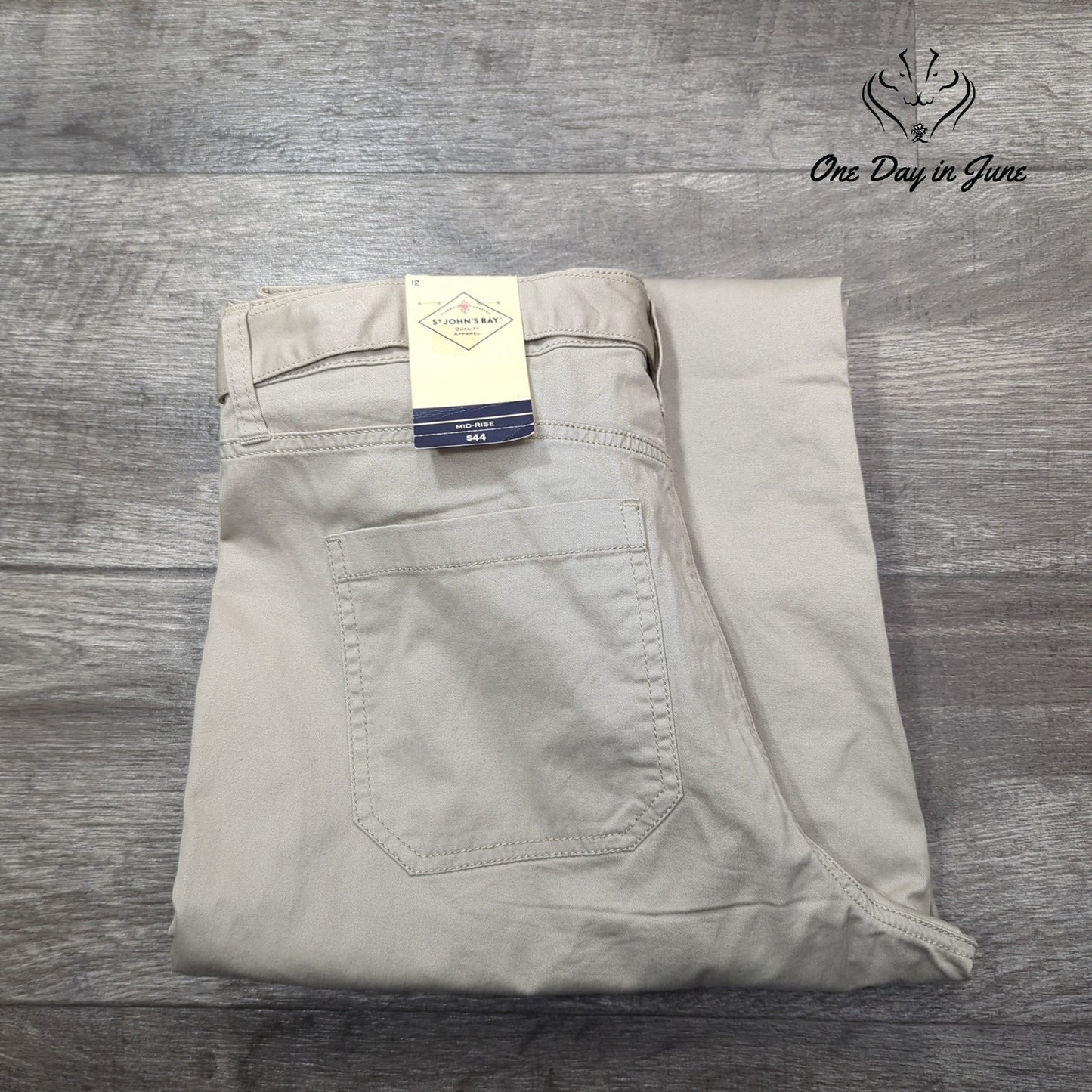 St. John's Bay Mid Rise Light Khaki Pants Size 12
