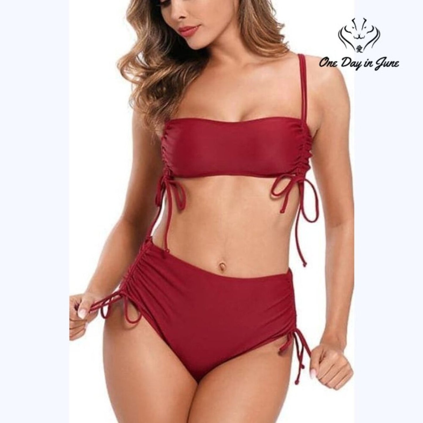 Shekini Drawstring Tube Top Bikini Swimsuit Size XL