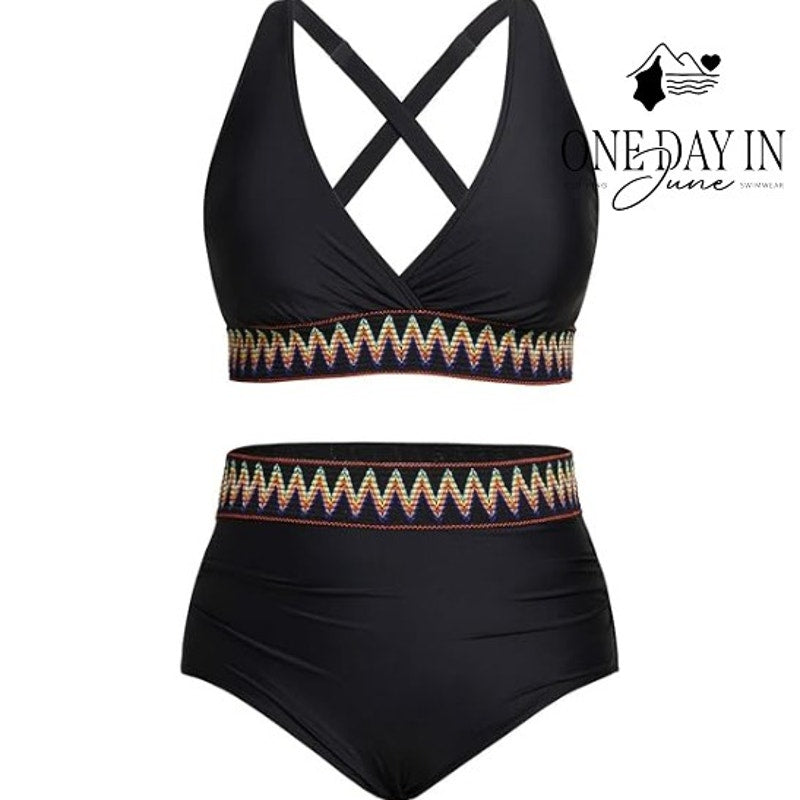 Blooming Jelly High Waist Rinned Bikini Swimsuit Size L