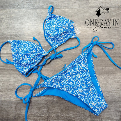 Zaful Floral Triangle Tie Side Bikini Size M