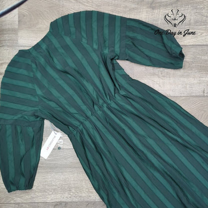Liz Claiborne Half Sleeve Striped Mysterious Green Dress Size S