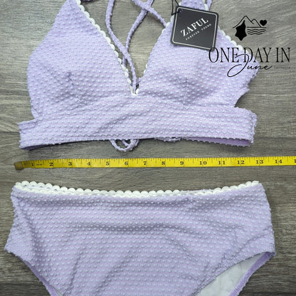 Zaful Textured Strppy Back Bikini Swimsuit Size S