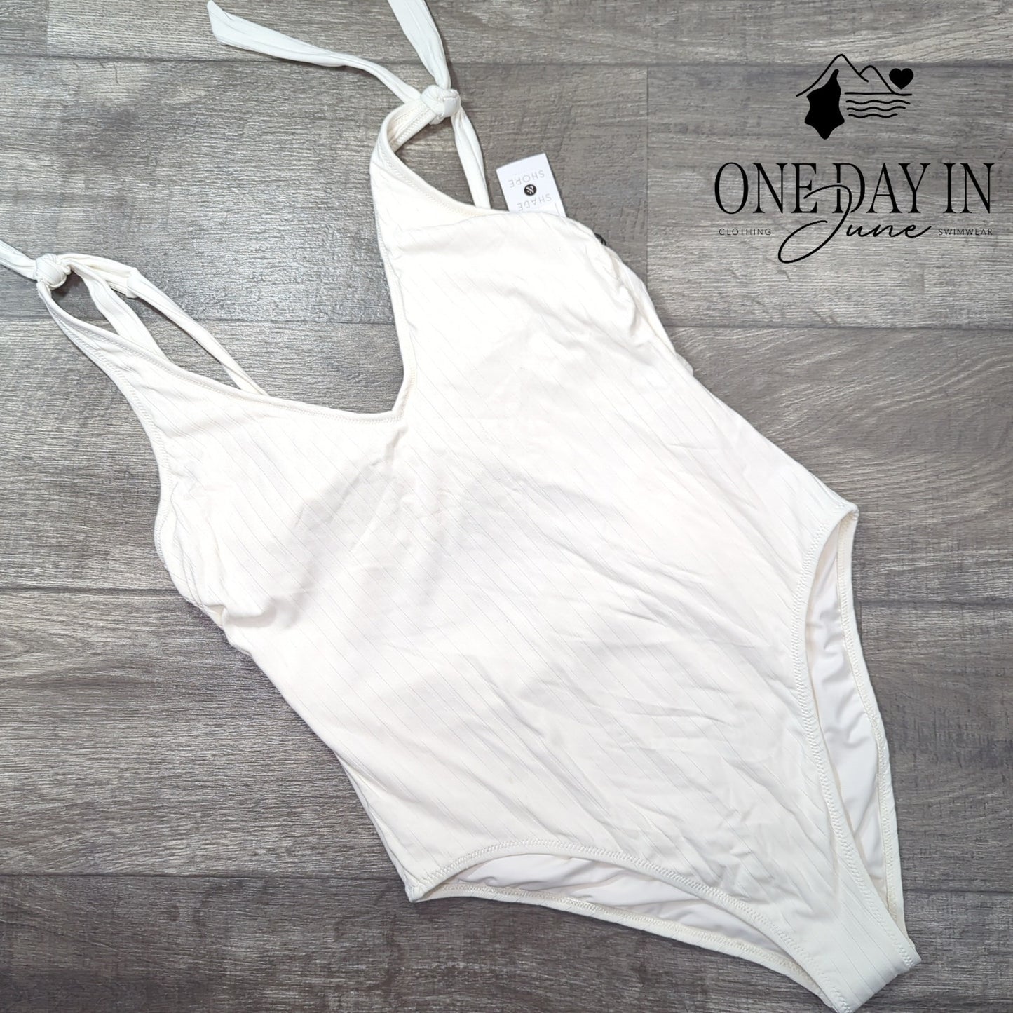 Shade & Shore Textured Tie Shoulder One Piece Swimsuit Size L