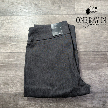 Alfani Tummy Control Straight Leg Dress Pants Dark Heather Gray NWT Size 10