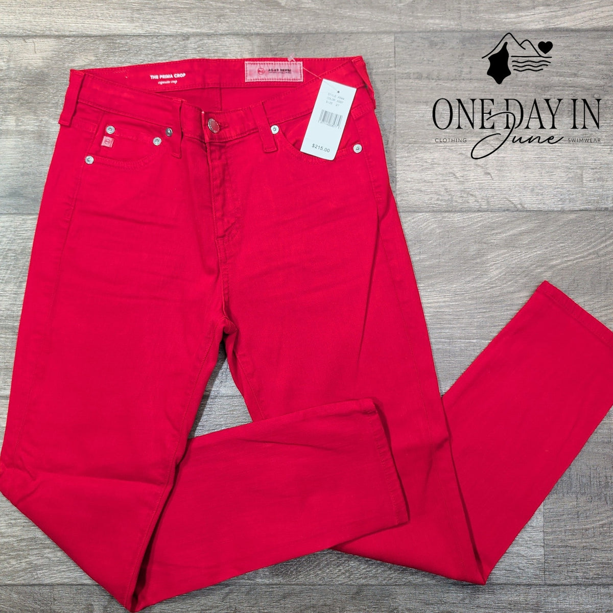 AG Adriano Goldschmied The Prima Crop Cigarette Jeans Red NWT Size 4 (27)