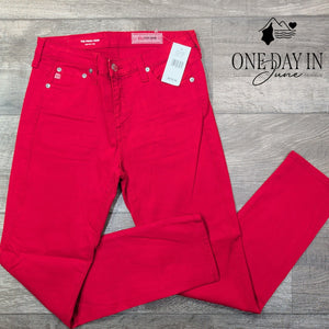 AG Adriano Goldschmied The Prima Crop Cigarette Jeans Red NWT Size 4 (27)