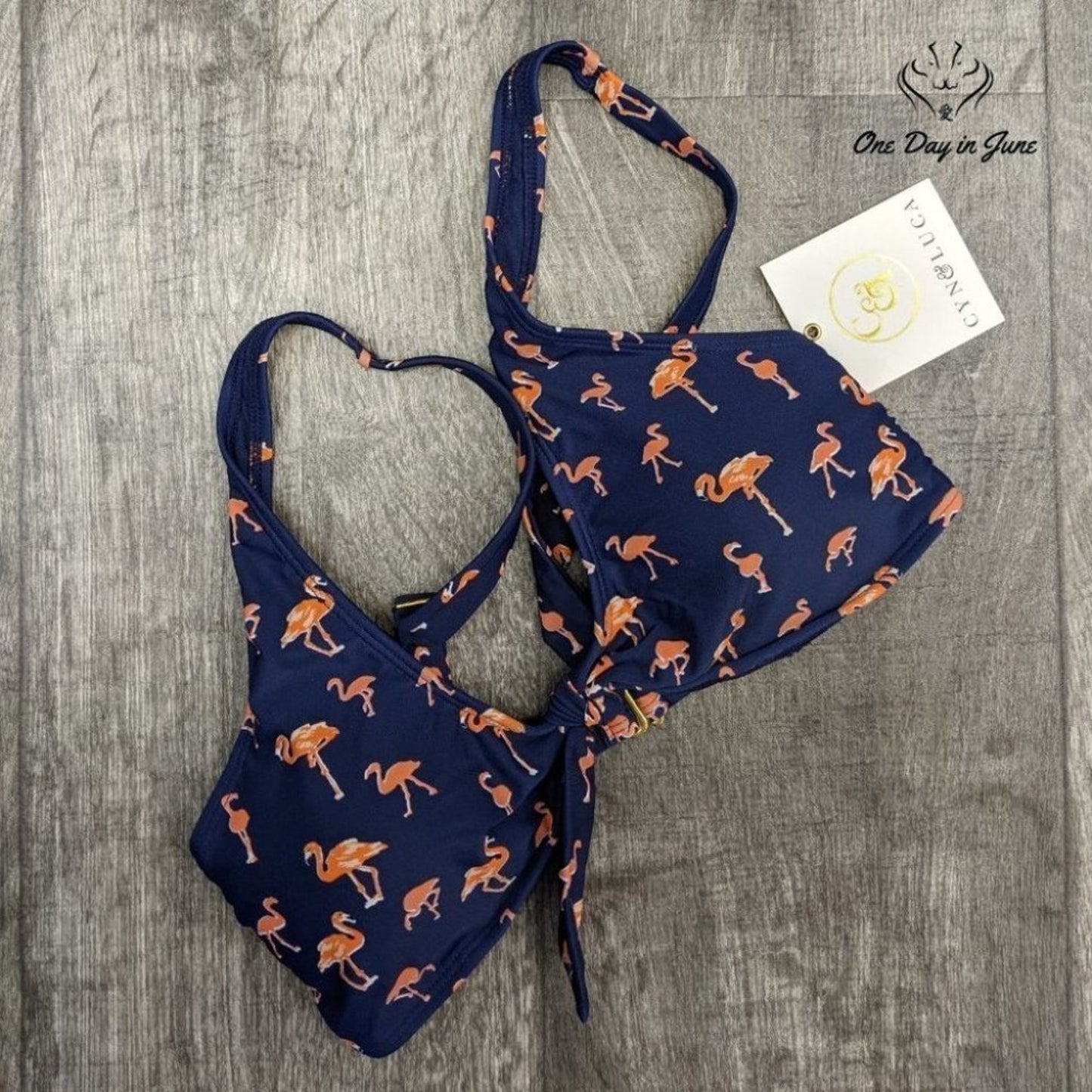 Cyn Luca Standard Tie Front Bikini Top Swimsuit Size L