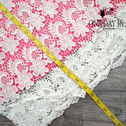 Francesca's Lace Overlay Mini Skirt Hot Pink White Floral Crochet Size M