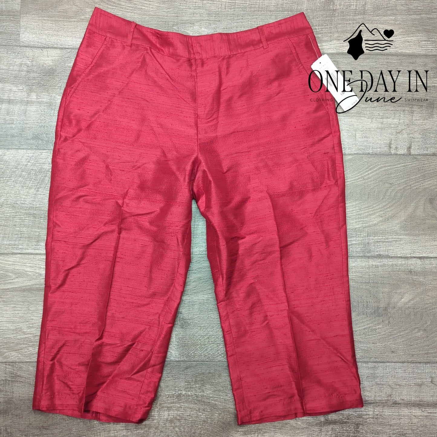 Ralph Lauren NWT Silk Capri Pants Red Cropped Dress Pants $139 Size 14P