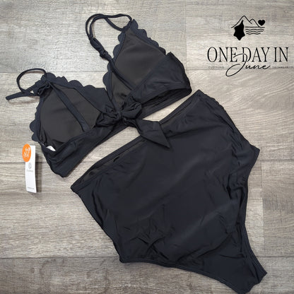 Charmo Maternity Scallop Edge Tie Back Bikini Swimsuit Size M