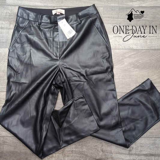 Philosophy Republic Clothing Faux Leather Straight Leg Pants Black NWT Size 10