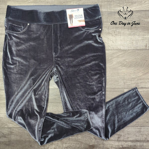 Seven7 Velour Leggings Charcoal Gray Pull On Stretch Pants NWT Size XXL