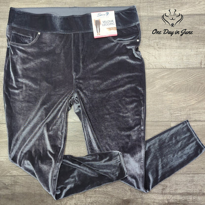 Seven7 Velour Leggings Charcoal Gray Pull On Stretch Pants NWT Size XXL
