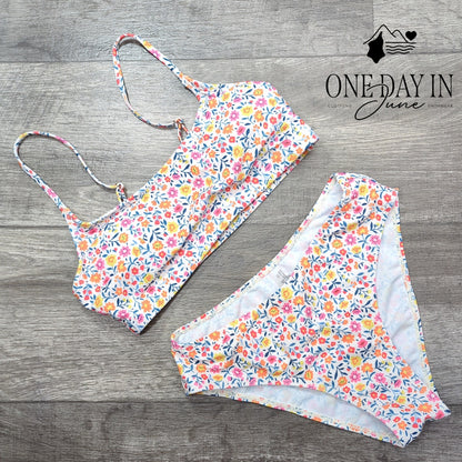 CharmLeaks Floral Crop Bikini Swimsuit Size S