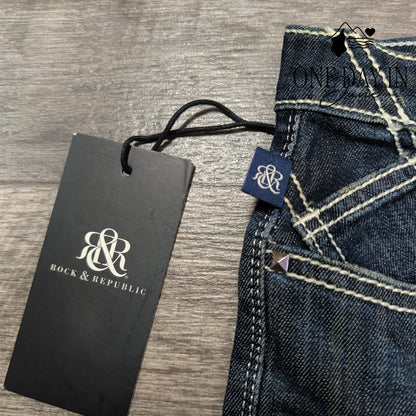 Rock & Republic Crystal Ball Mid Rise Bootcut Jeans Dark Wash NWT Size 6