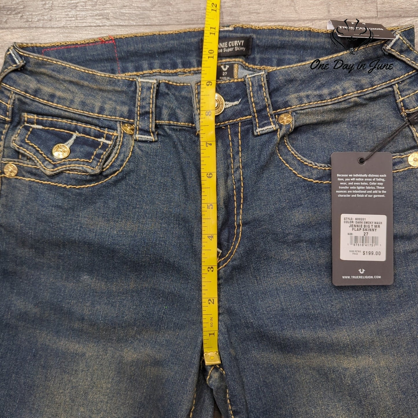 True Religion Jennie Curvy Big T Super Skinny Jeans Dark Wash NWT $199 Size 4
