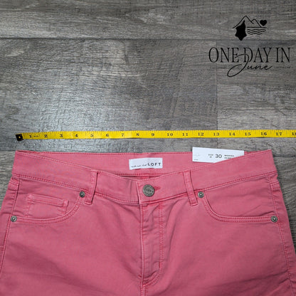 Loft Modern Skinny Jeans Pink Coral Stretch Denim NWT $69.50 Size 10