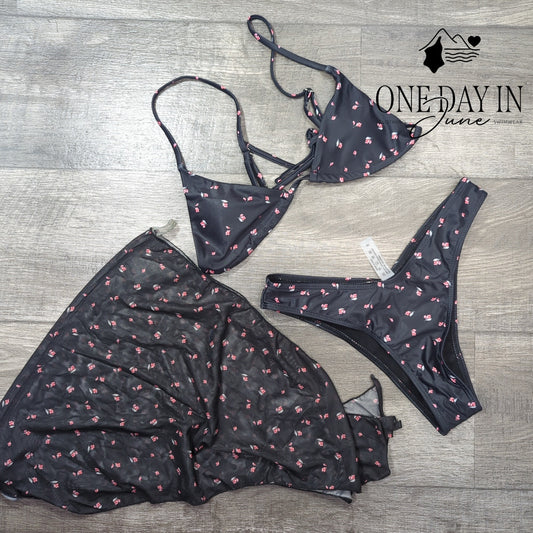 CozyEase Adjustable Triangle 3 Piece Bikini Swimsuit Size S