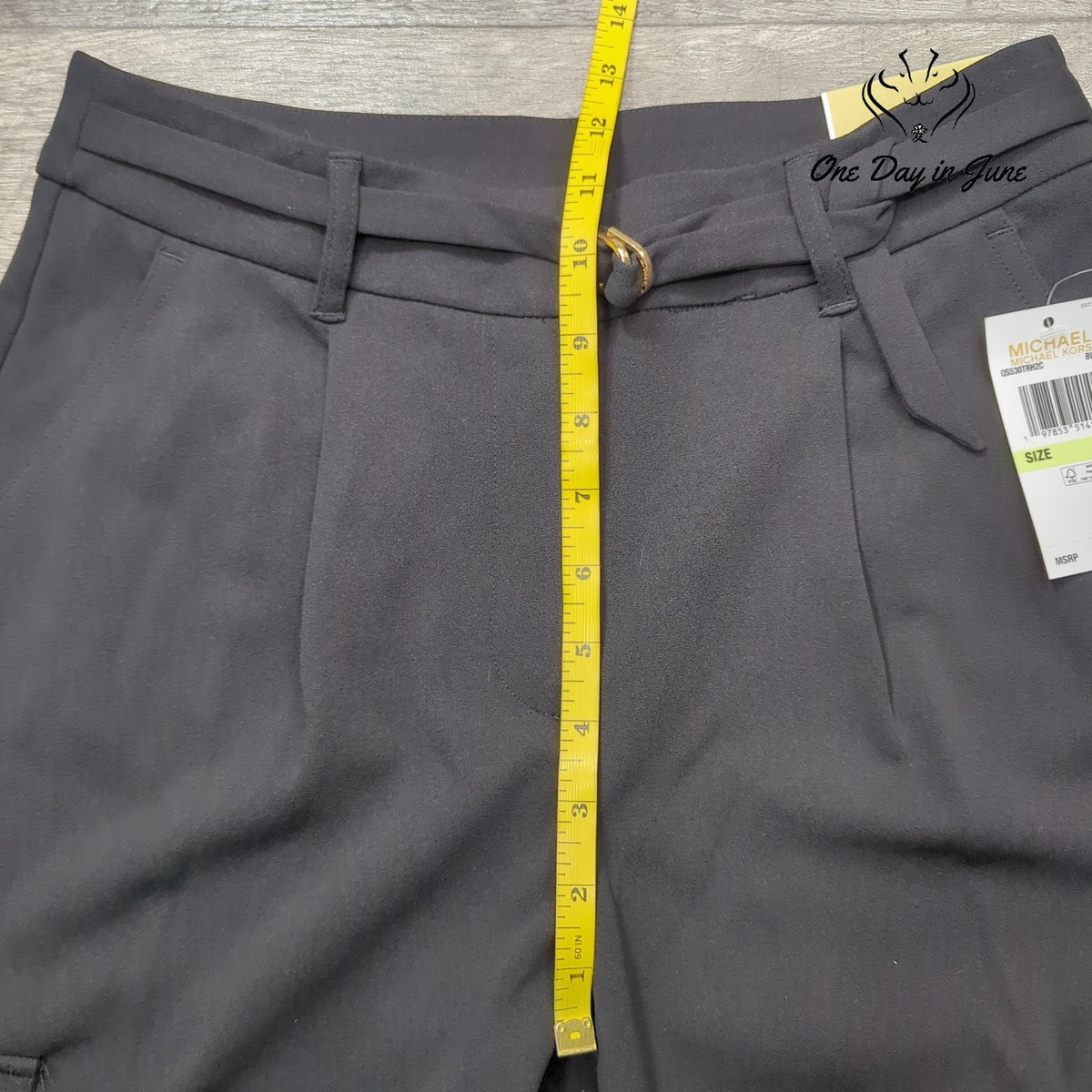 Michael Kors High Rise Wide Leg Cargo Pants Black Belted NWT Size 4
