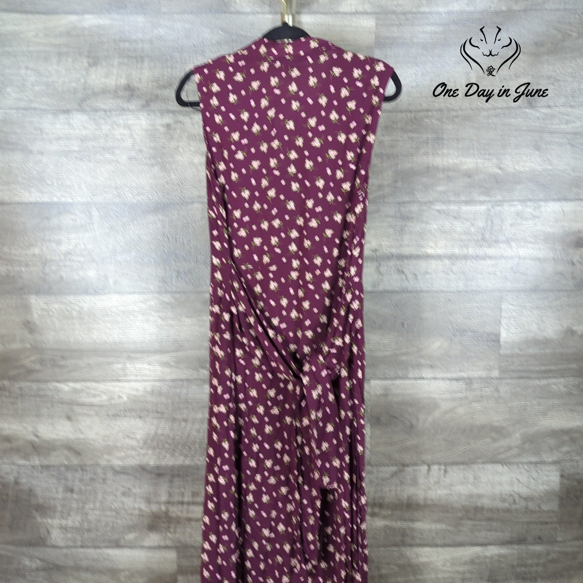 Emma & Michele Floral Sleeveless Button Front Midi Dress Burgundy NWT Size M