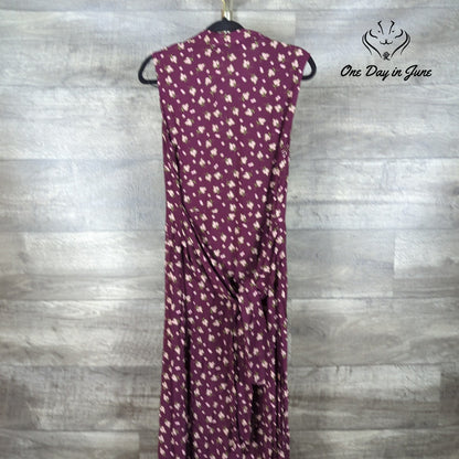 Emma & Michele Floral Sleeveless Button Front Midi Dress Burgundy NWT Size M