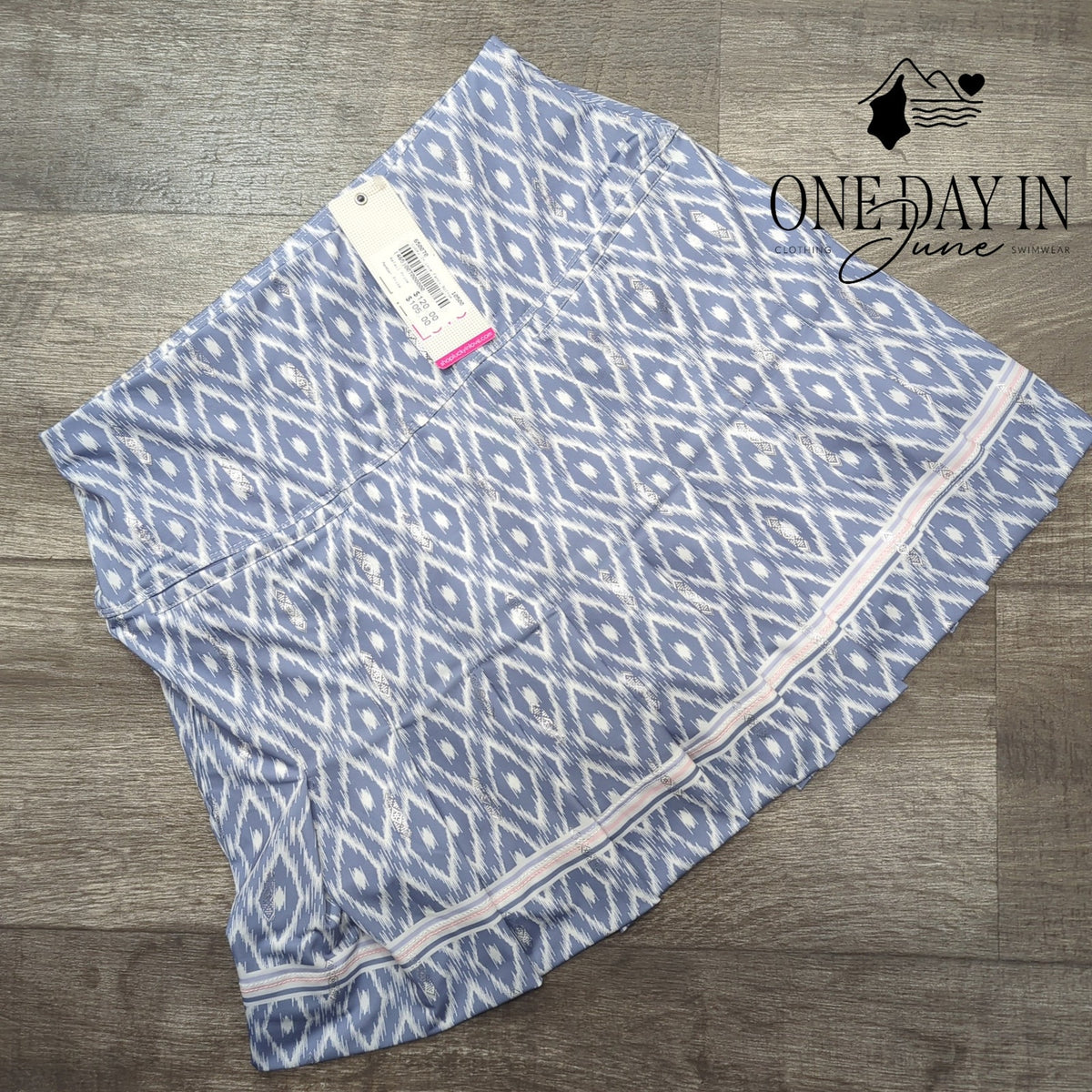 Lucky In Love Fancy Pleated Tennis Skort Blue White Geometric NWT Size S