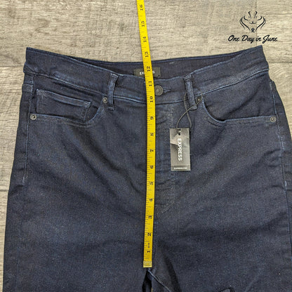 Express High Rise Skinny Jeans Dark Indigo Blue Stretch NWT Size 12/S