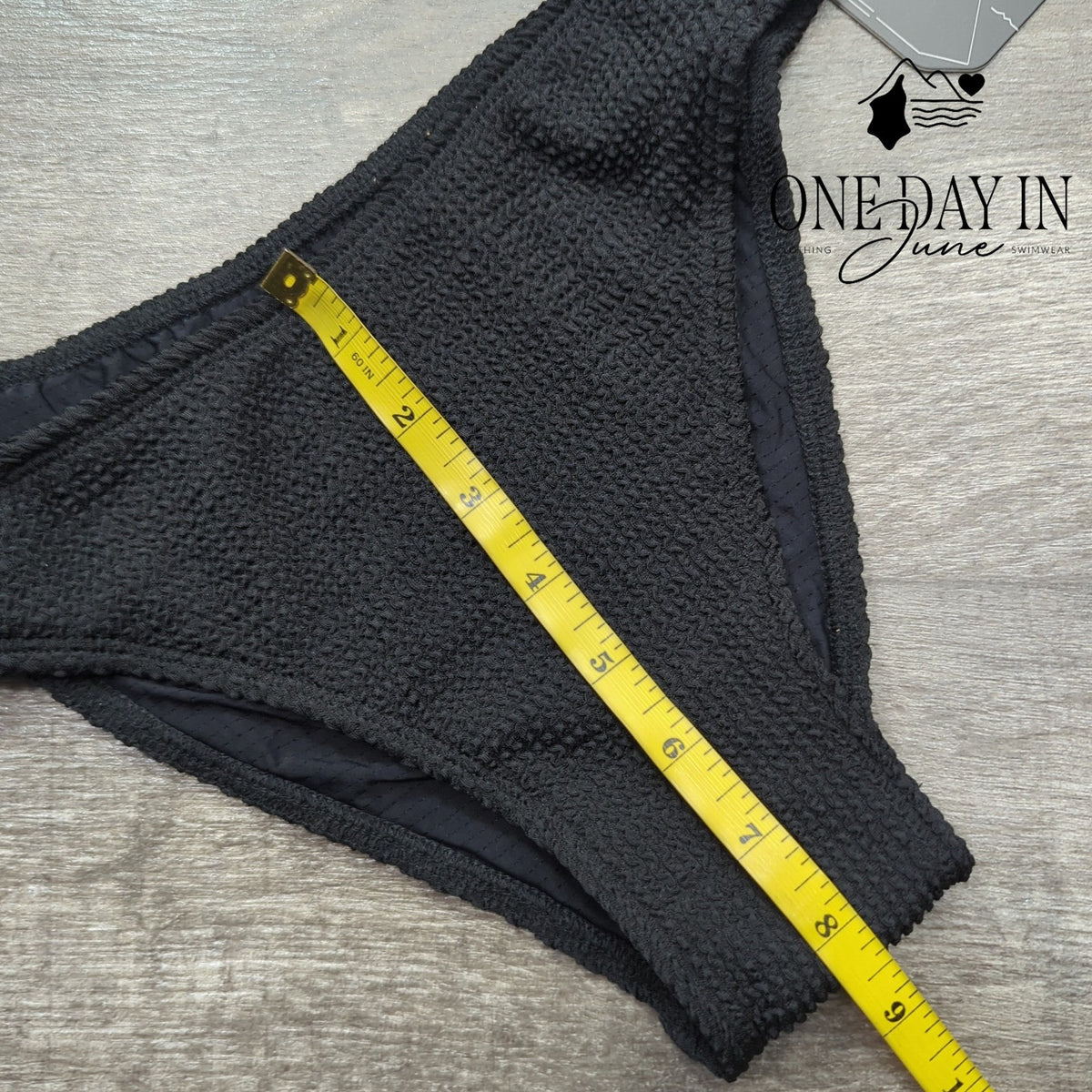 Soly Hux Black Smocked Textured Crop Bikini 2 Piece Swimsuit NWT Size XS