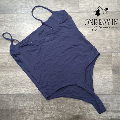 Suuksess Thong Bodysuit Navy Blue Adjustable Strap Size L